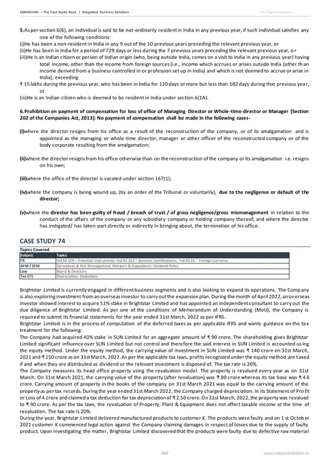SAMADHAN sample page - case study 74 with suggested answer
